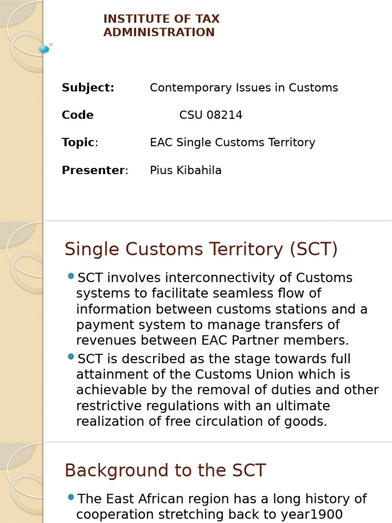 EAC Single Customs Territory Overview | PDF | Customs | Economies