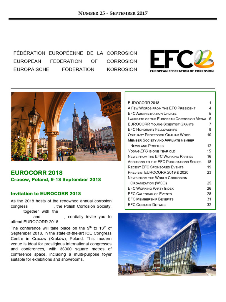 EUROCORR 2018: Corrosion Insights | PDF | Kraków | Corrosion