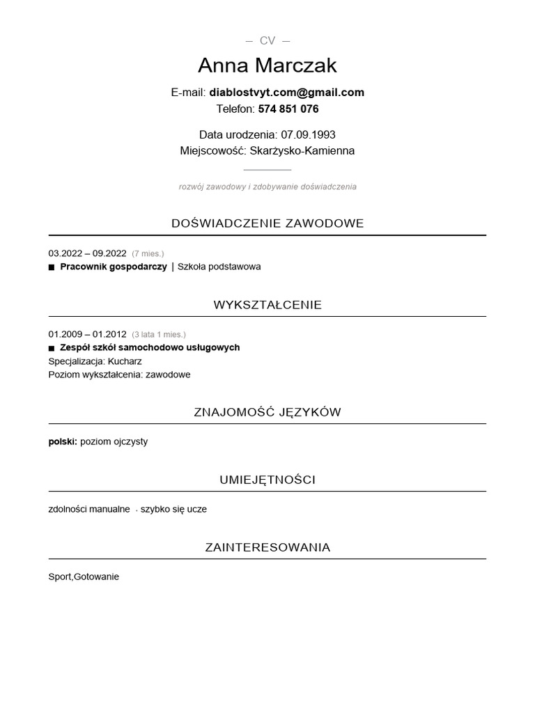 CV - Anna - Marczak | PDF