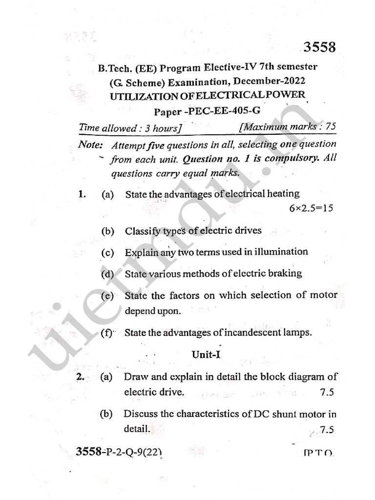 B.Tech EE 7th Sem Exam Papers | PDF | Photovoltaics | Photovoltaic System