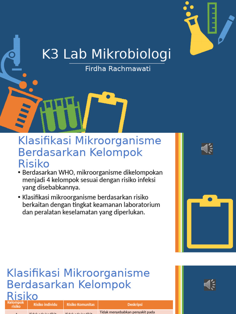 Klasifikasi K3 Laboratorium Mikrobiologi | PDF