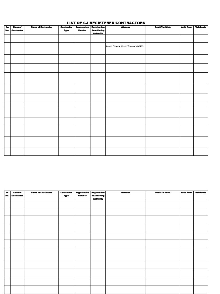 List of Registered Contractors | PDF