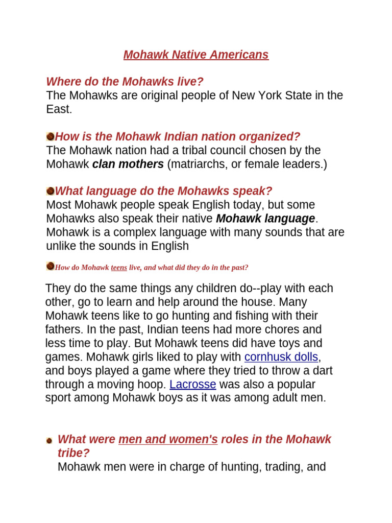 Mohawk Tribe: Culture and Tools | PDF | Iroquois | Native Americans In ...