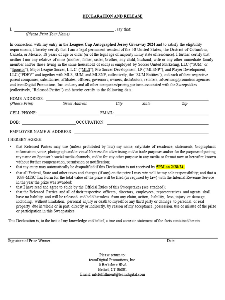Declaration MLSJerseySweeps | PDF