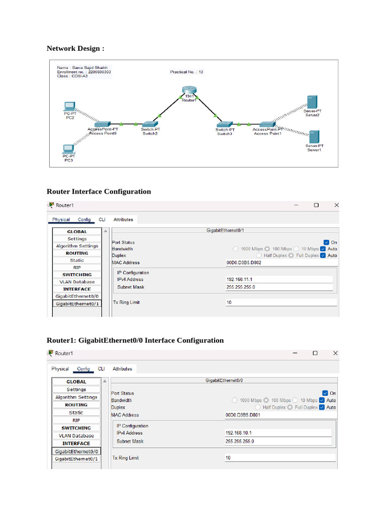 Network Design and Router Configurations | PDF