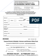 2012 TSS Hons &amp Div I Entry Form