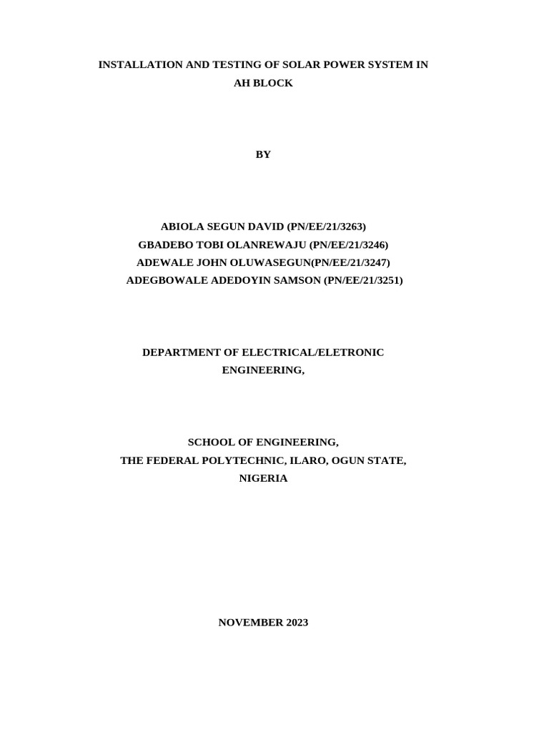 Solar Power System Installation & Testing | PDF | Photovoltaics | Thin ...
