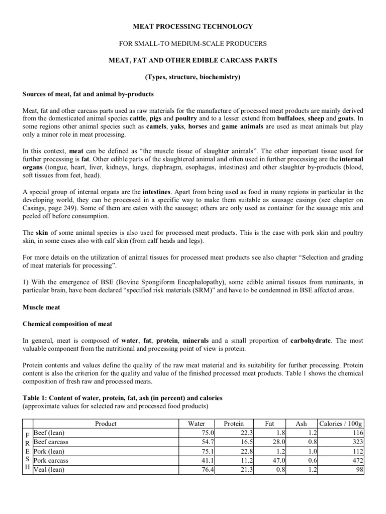 Meat Processing Technology PDF Meat Fat