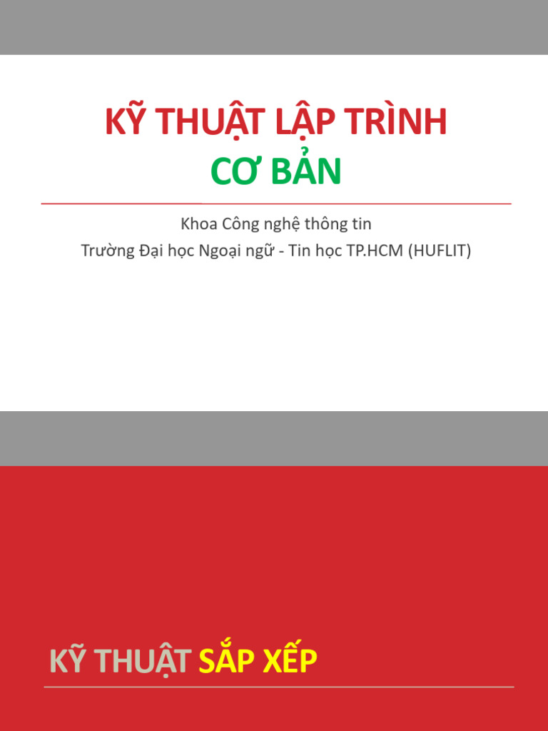 Ky Thuat Lap Trinh - 3. Ky Thuat Lap Trinh Co Ban 3 - Sap Xep, Tim Kiem ...