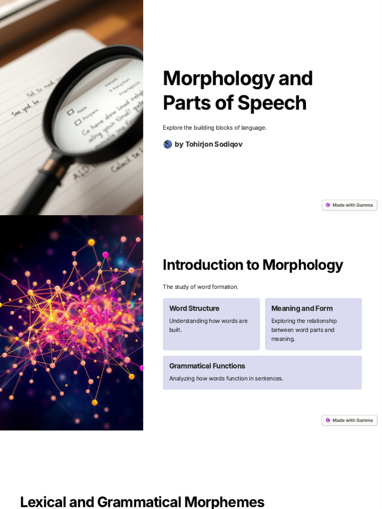 Morphology and Parts of Speech | PDF | Word | Morphology (Linguistics)