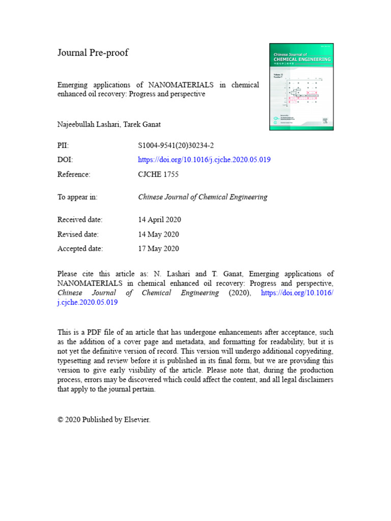 10 1016@j Cjche 2020 05 019 | PDF | Graphene | Enhanced Oil Recovery