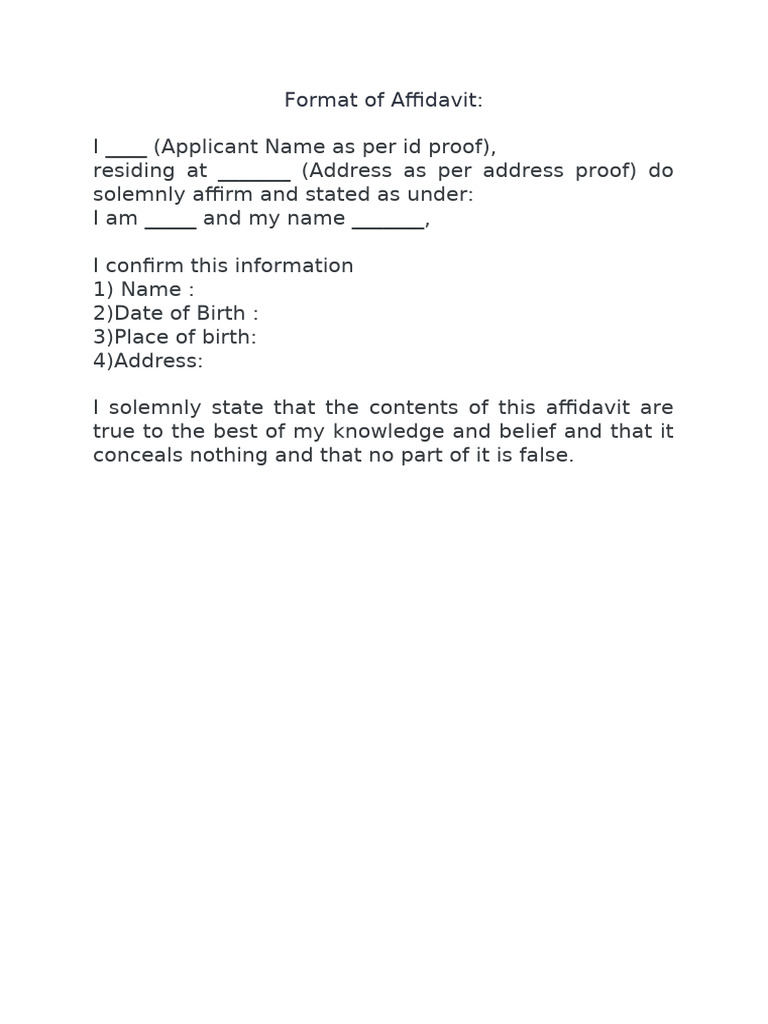 Format of Affidavit | PDF
