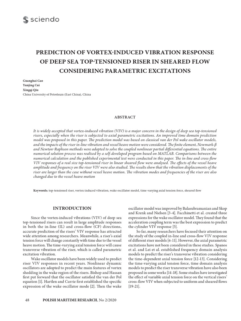 Prediction of Vortex Induced Vibrat | PDF | Resonance | Oscillation
