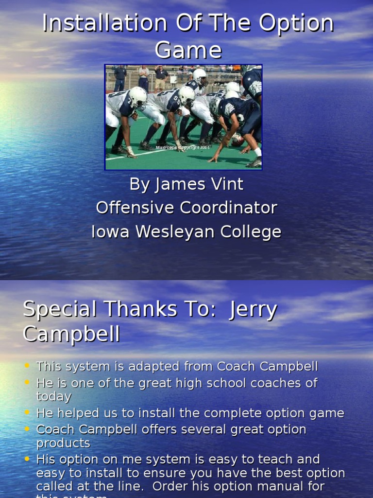 Installation of The Option Game | PDF | National Football League Teams ...
