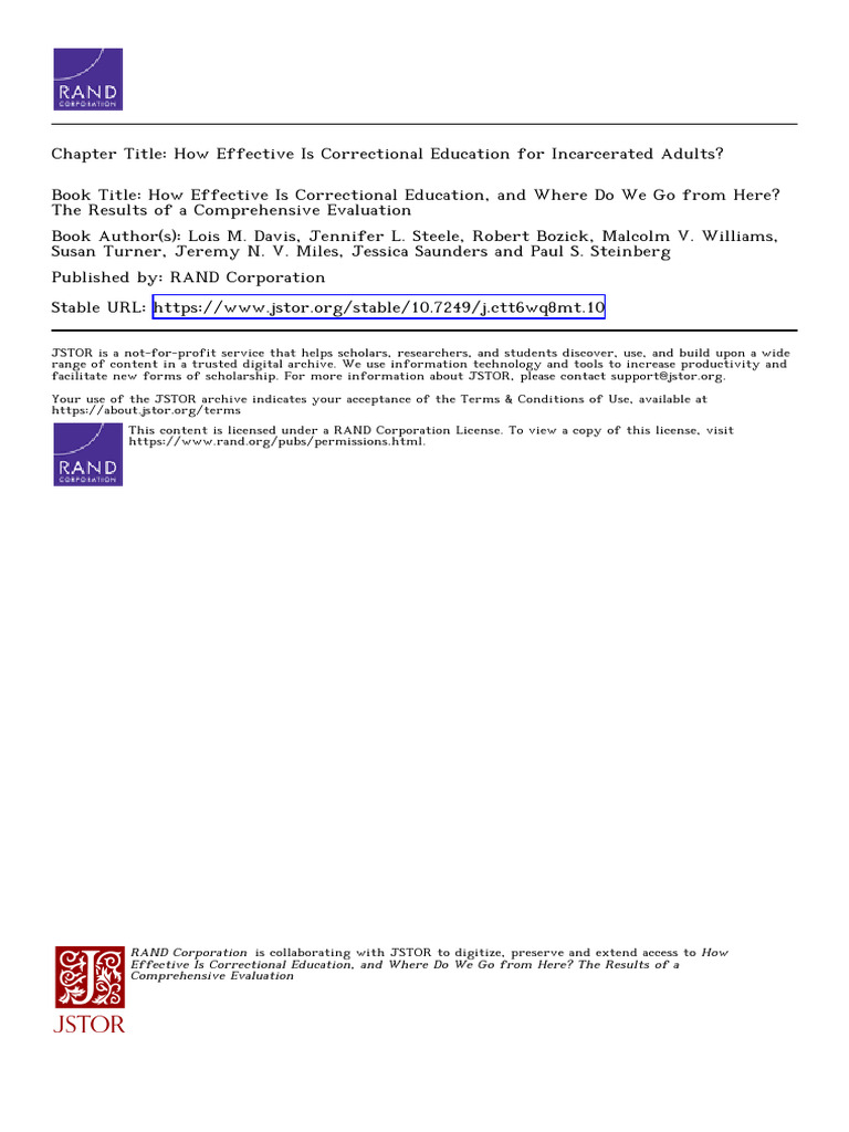 Davis EffectiveCorrectionalEducation 2014 | PDF | Meta Analysis ...