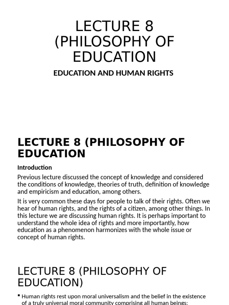 Education and Human Rights Lecture | PDF | Human Rights | Rights