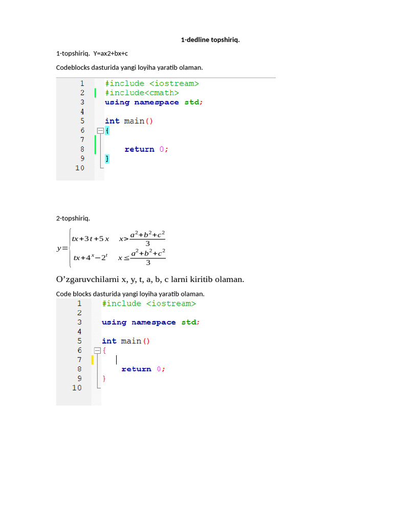 Codeblocks Project for Quadratic Functions | PDF