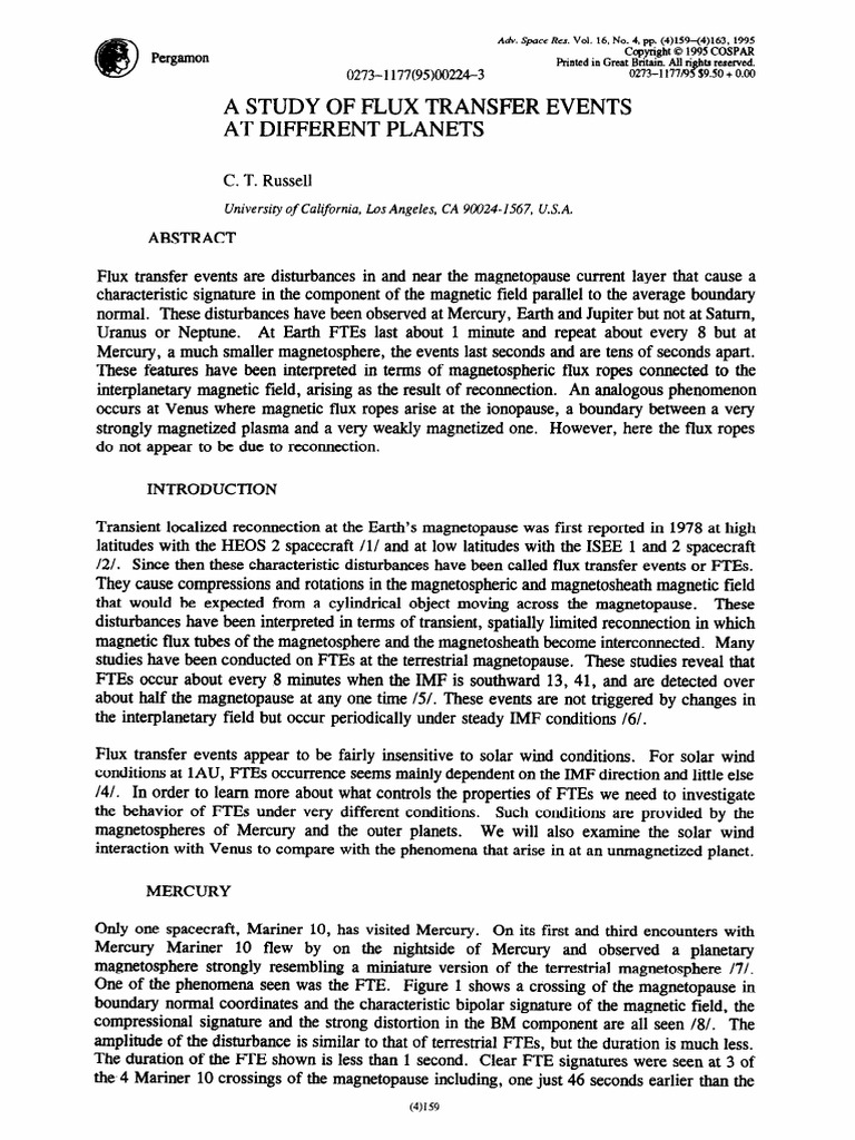 A STUDY OF FLUX TRANSFER EVENTS AT DIFFERENT PLANETS | PDF ...
