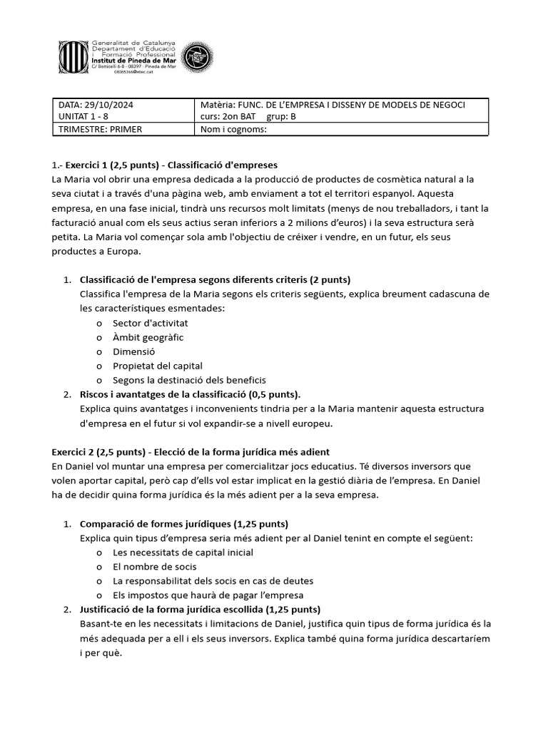 Unitat 1 Empresa - Part Ii | PDF