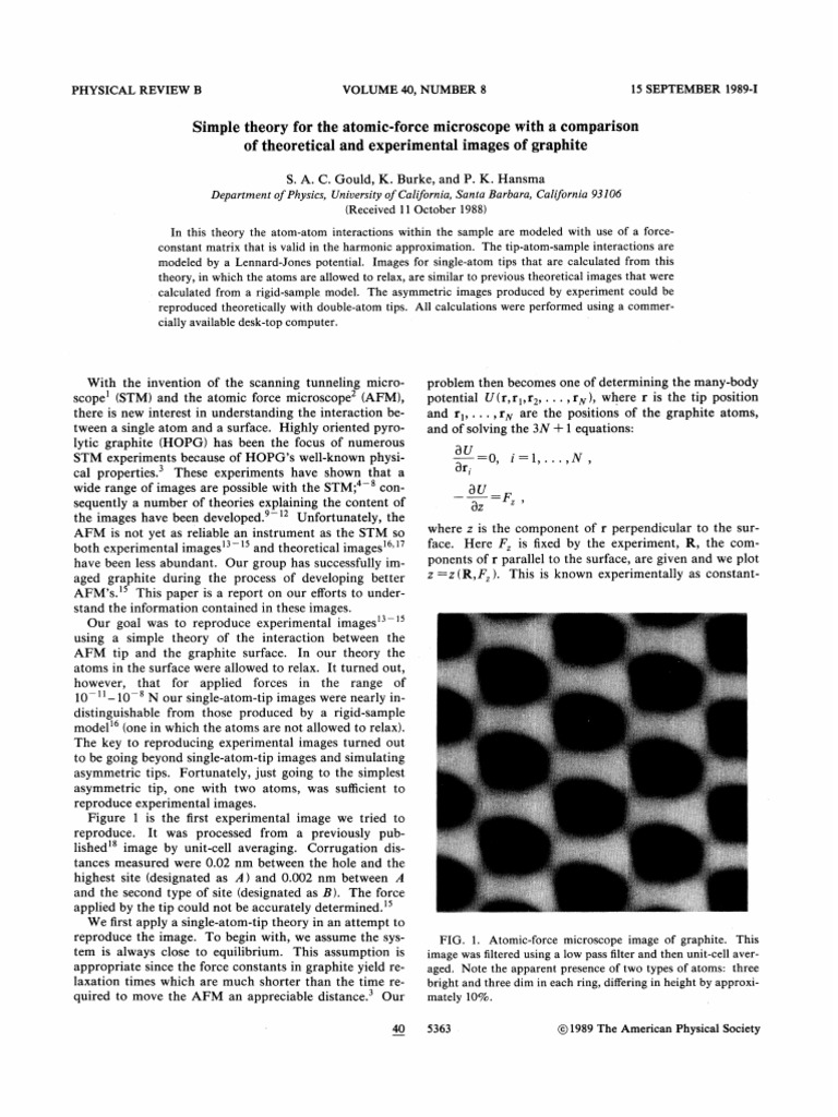 Simple Theory For The Atomic-Force Microscope With A Comparison of ...