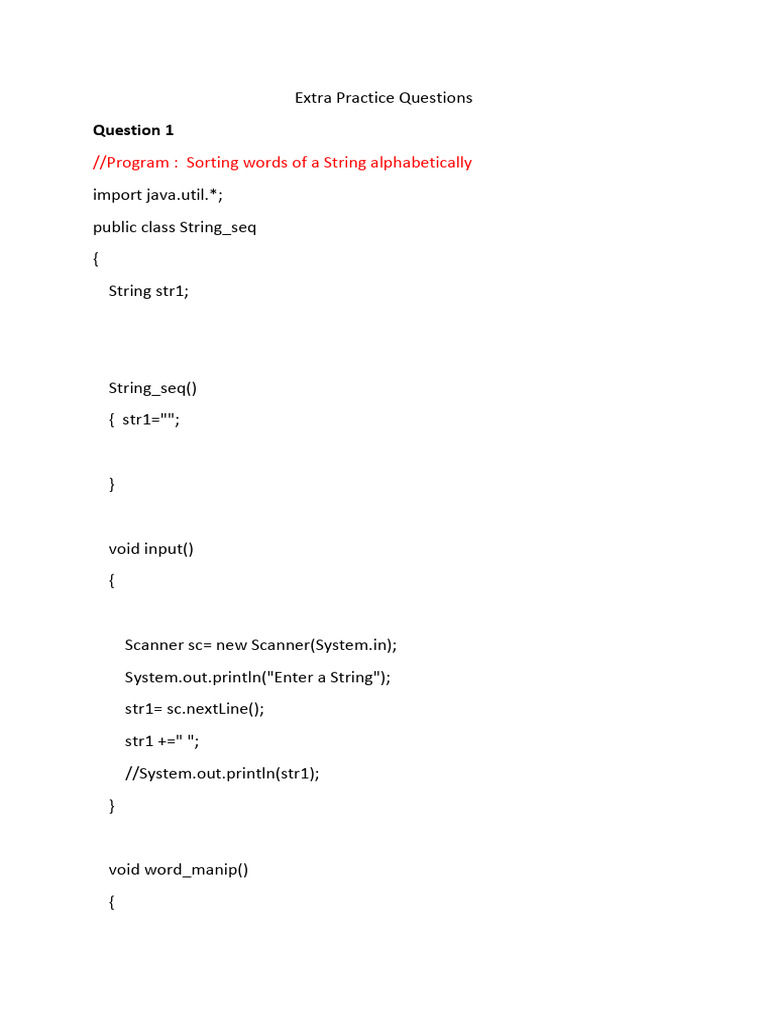 Extra Practice Questions | PDF | Computer Programming | Software ...