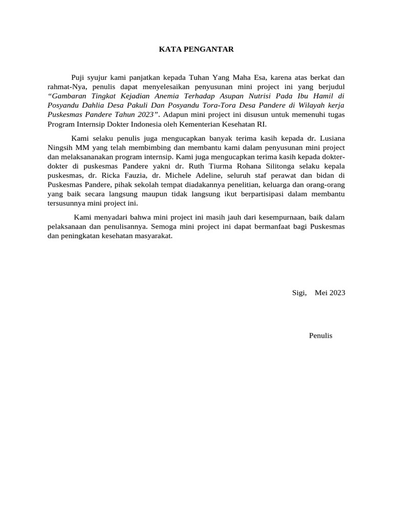 Kata Pengantar Mini Project | PDF
