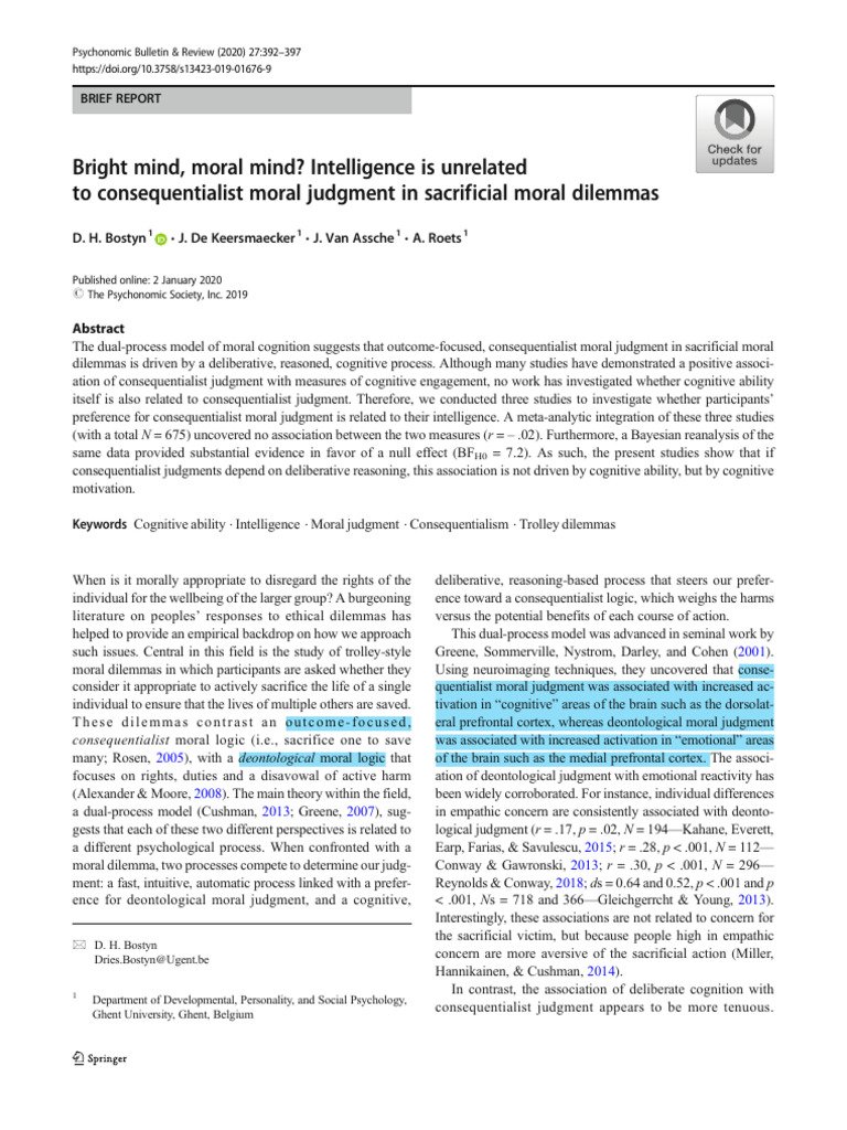 Intelligence and Moral Judgment Study | PDF | Intelligence | Motivational