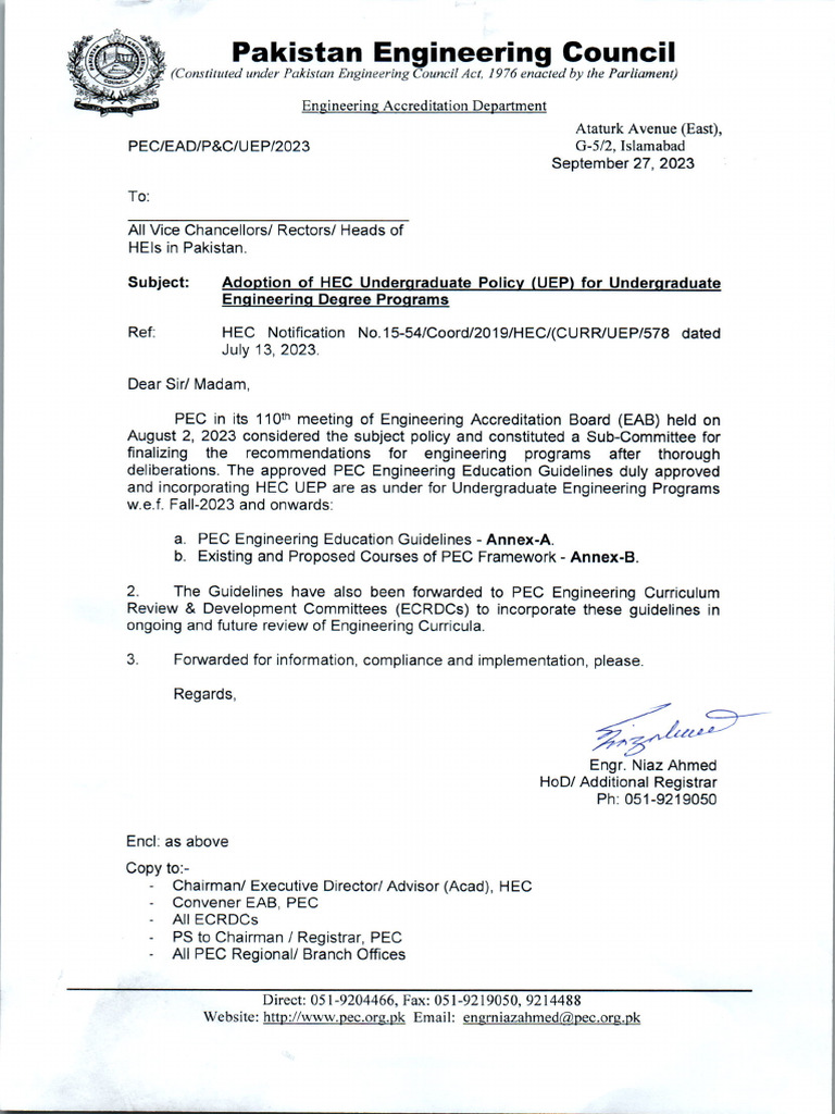 Uep Hec Policy To Heis | PDF