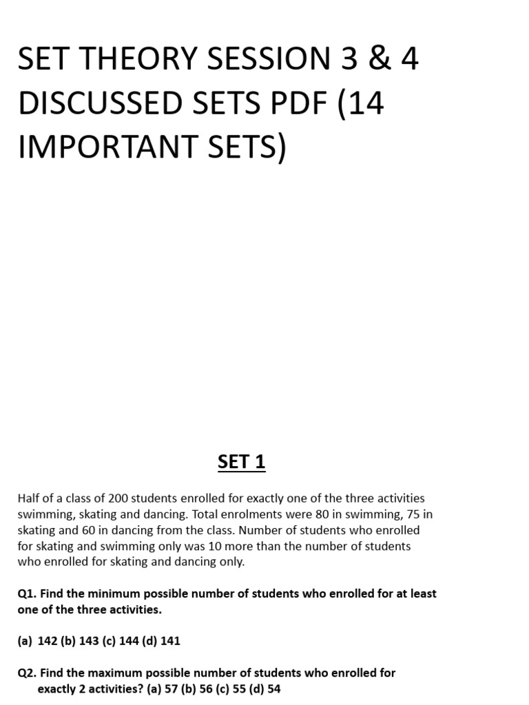Set Theory Practice Questions | PDF