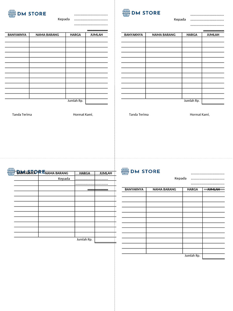 Nota-Kosong DM Store Ok | PDF