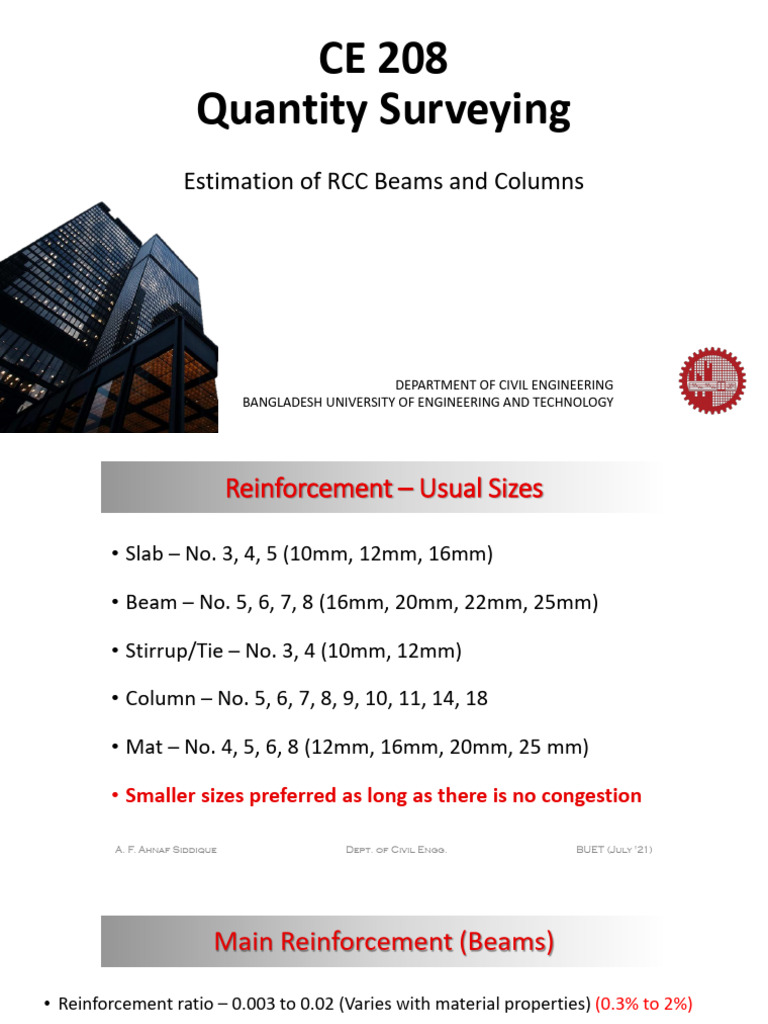 L7 - CE 208 - RCC Beams and Columns | PDF | Beam (Structure) | Building ...