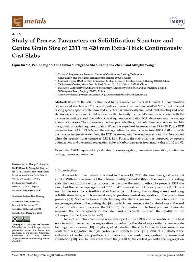 Study of Process Parameters On Solidification Stru | PDF | Secondary ...