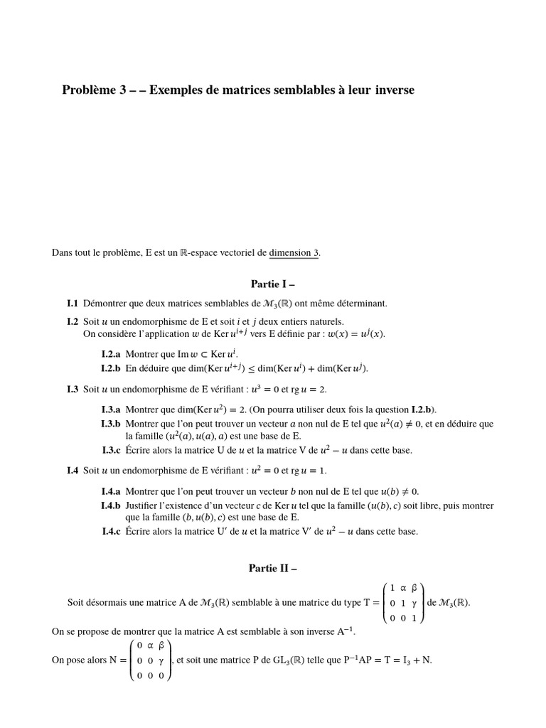 Matrices semblables à leur inverse | PDF | Base (algèbre linéaire ...
