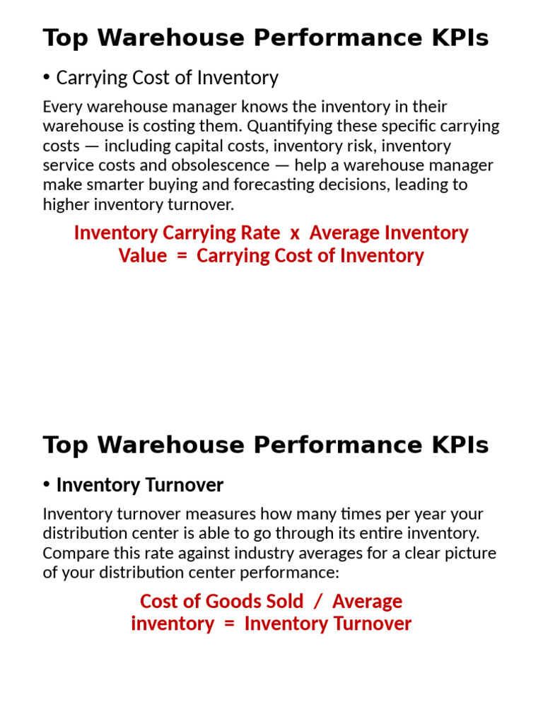 Top Warehouse Performance KPIs | PDF | Inventory | Performance Indicator