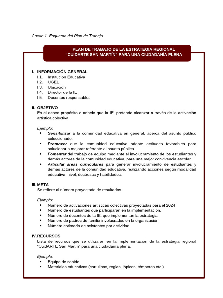 7.2. Anexo 1. Esquema del Plan de Trabajo | PDF