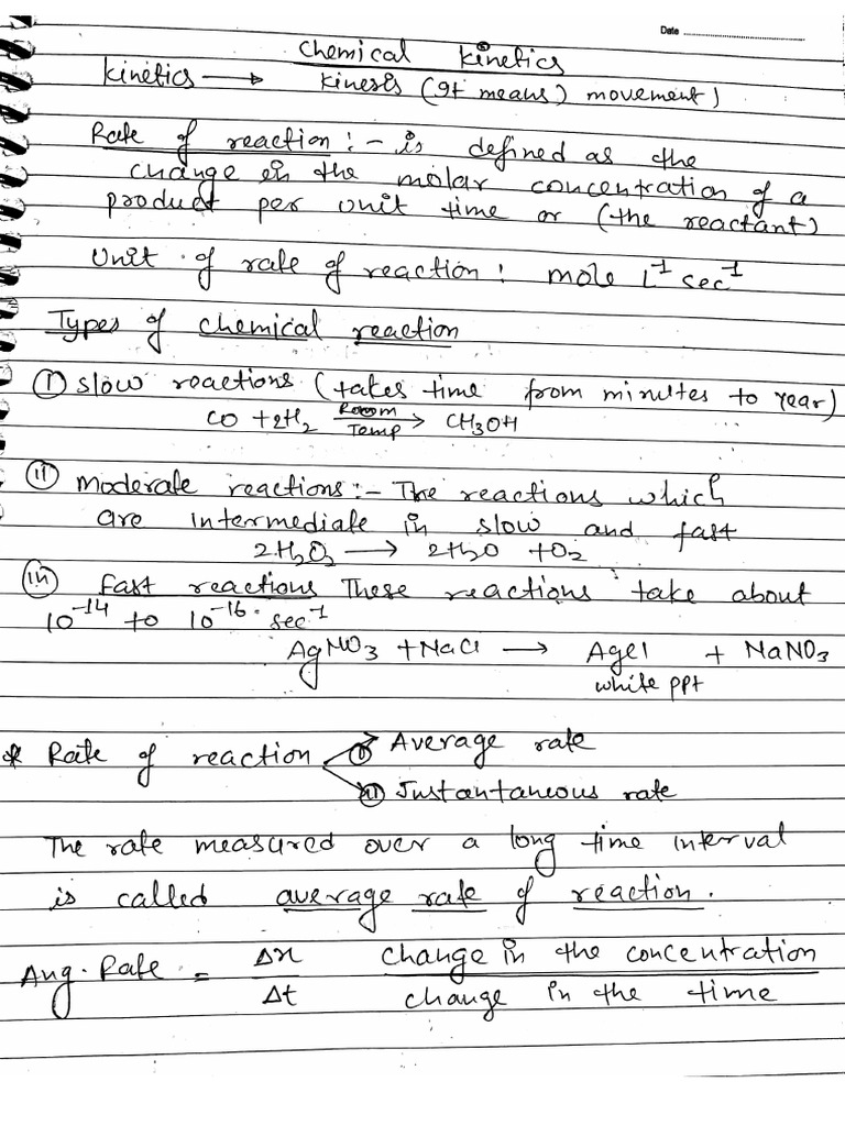 Chemical Kinetics Notes | PDF