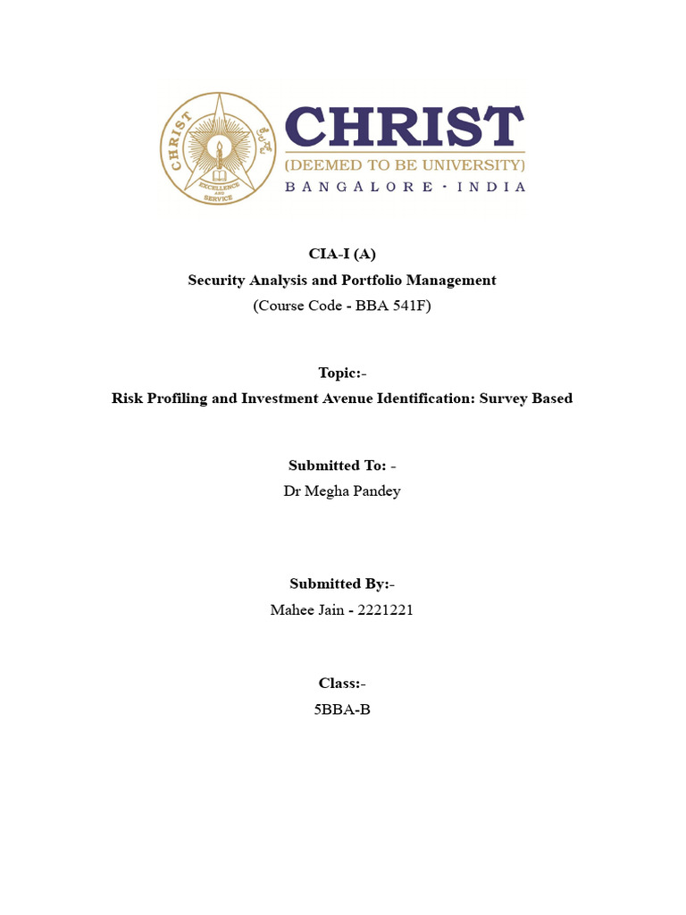 Sapm - Cia 1 (A) - 2221221 | PDF | Investing | Diversification (Finance)