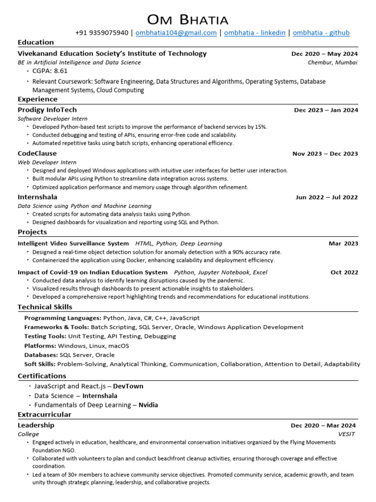 Resume Updated - Viavi Solutions | PDF | Python (Programming Language ...