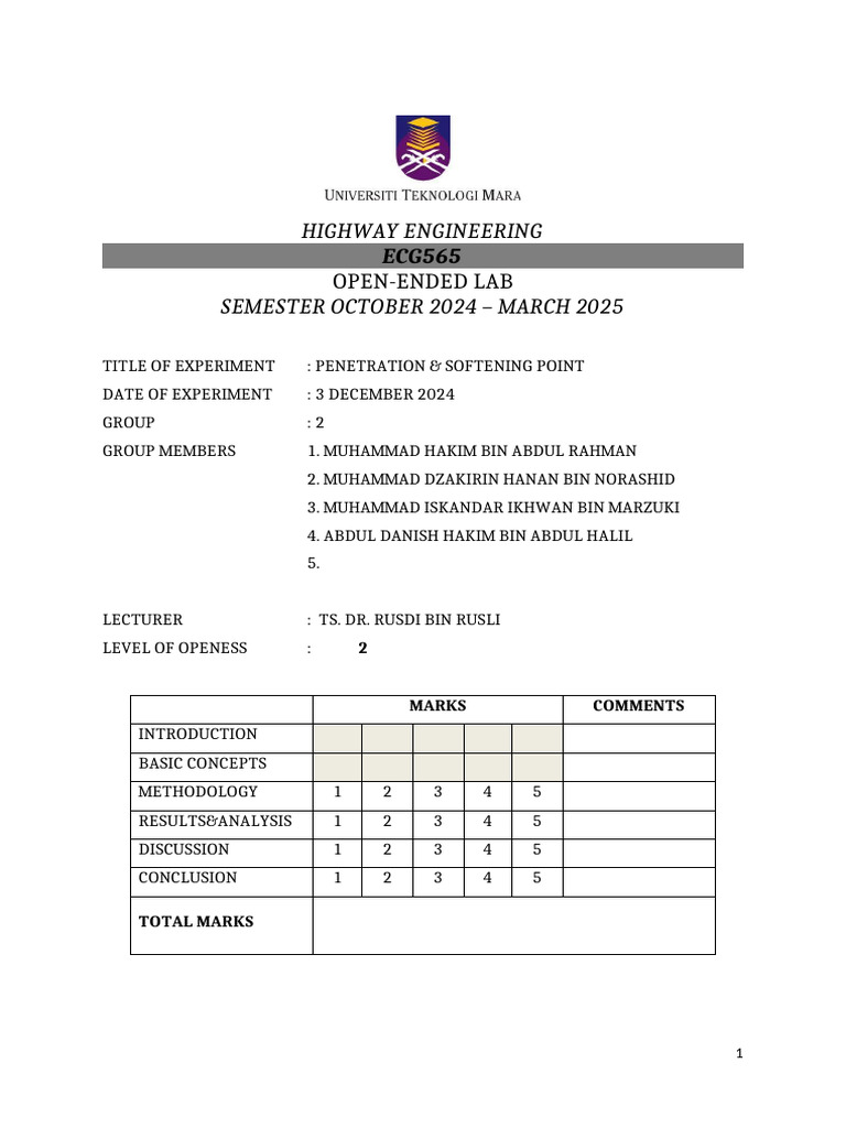 Bitumen Penetration & Softening Test Report | PDF | Thermometer ...