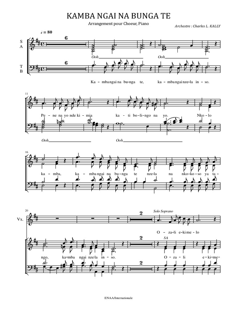 Kamba Ngai Na Bunga Te Satb | PDF