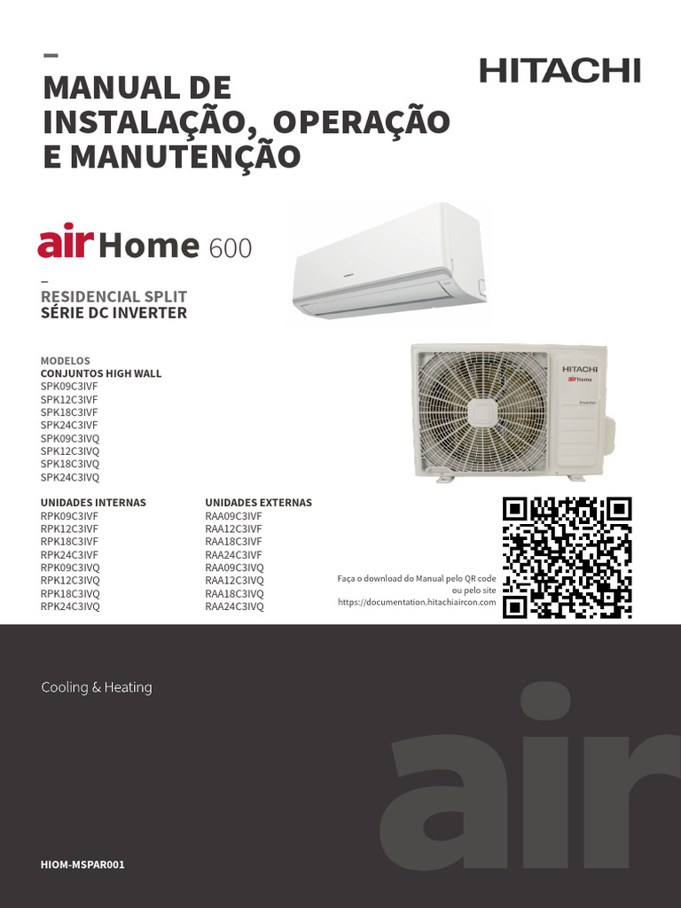 HIOM-MSPAR001 Rev03 Mar2024 Split Hi-Wall Inverter Airhome 600 | PDF ...