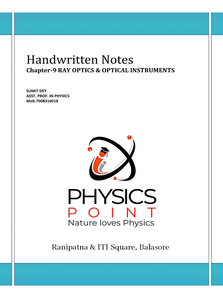 Handwritten Notes Ray Optics | PDF