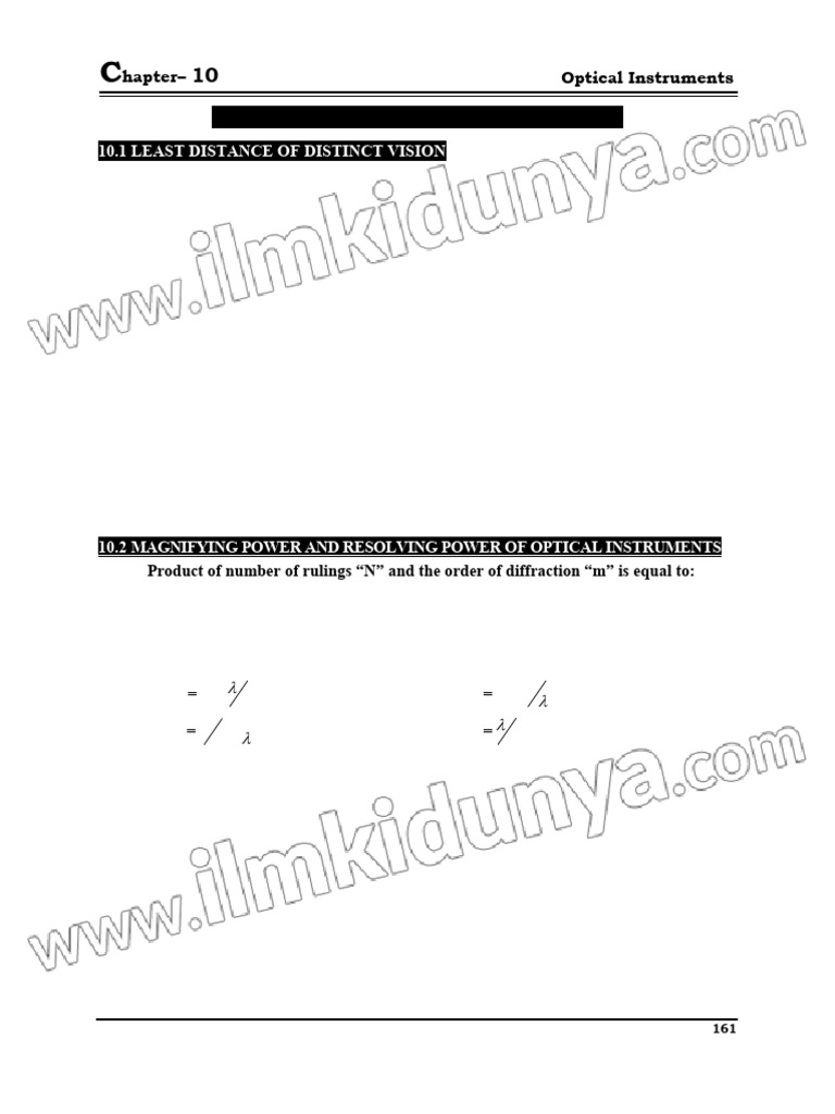 Optical Instruments MCQs and Concepts | PDF | Angular Resolution | Optics