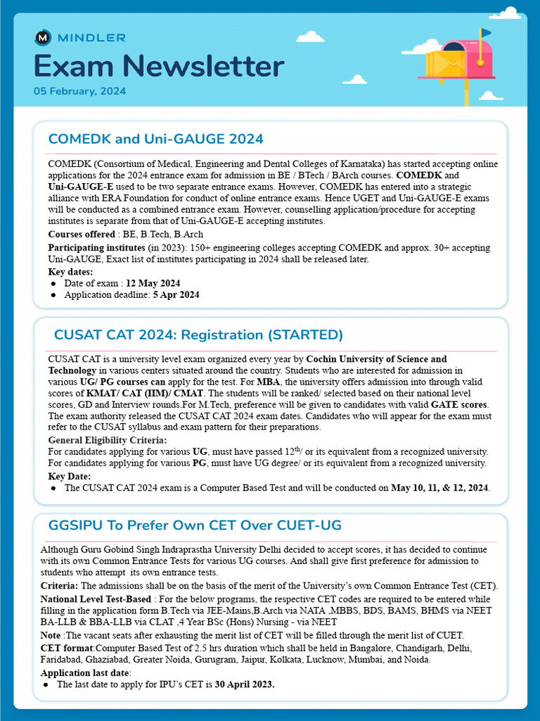 Mindler Exam Newsletter 05 February, 2024 | PDF | University And ...