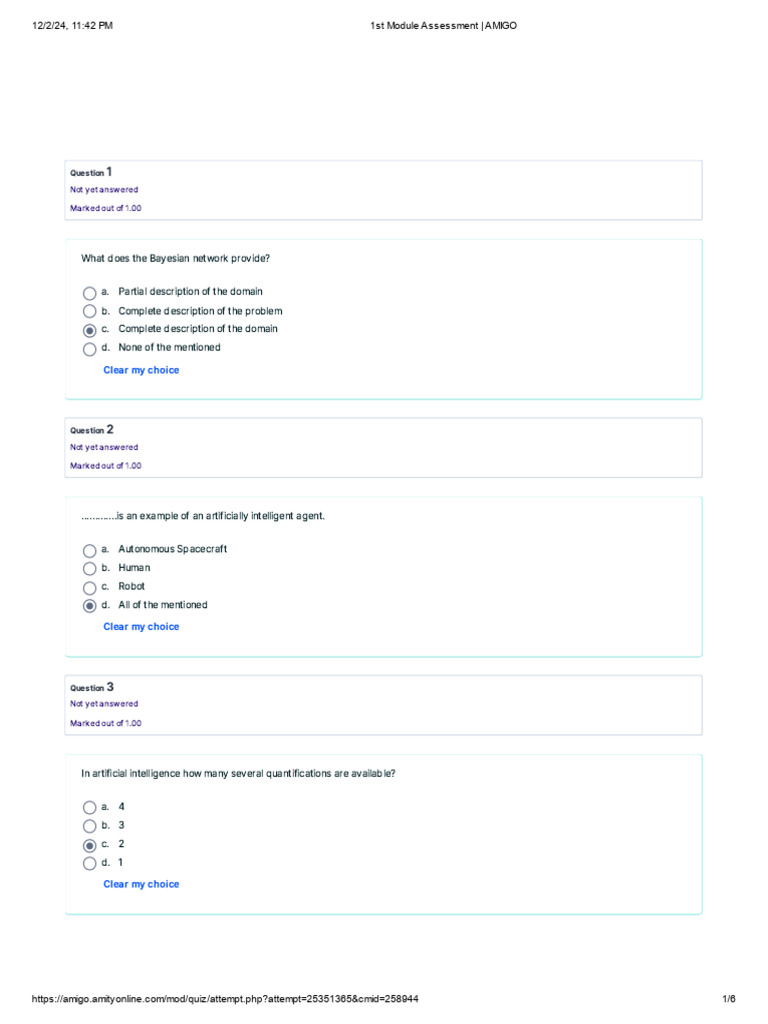 AI Module Assessment Questions | PDF | Artificial Intelligence ...