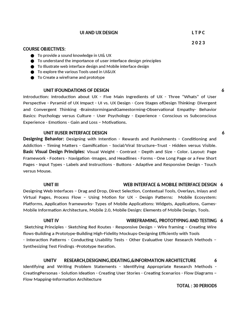 Ui and Ux Design Syllabus | PDF | User Interface | Cyberspace