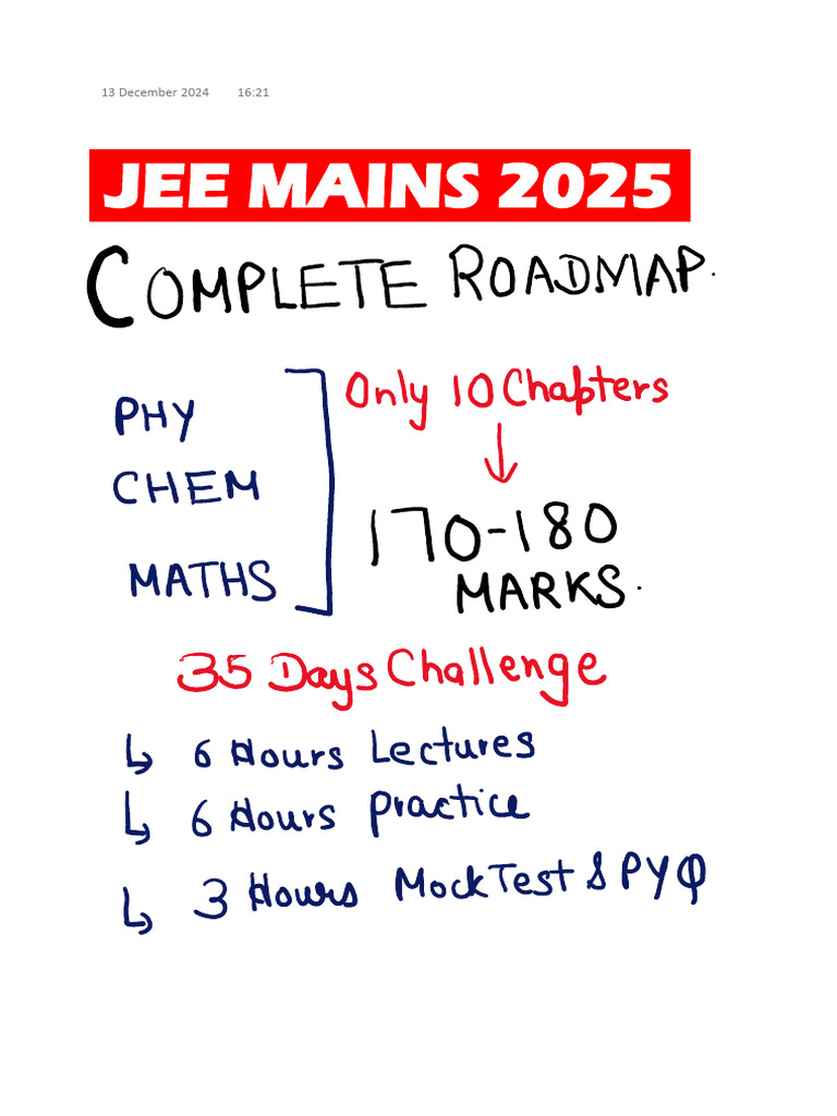 JEE MAINS 2025 35 Days Plan | PDF | Chemical Reactions | Chemical Compounds