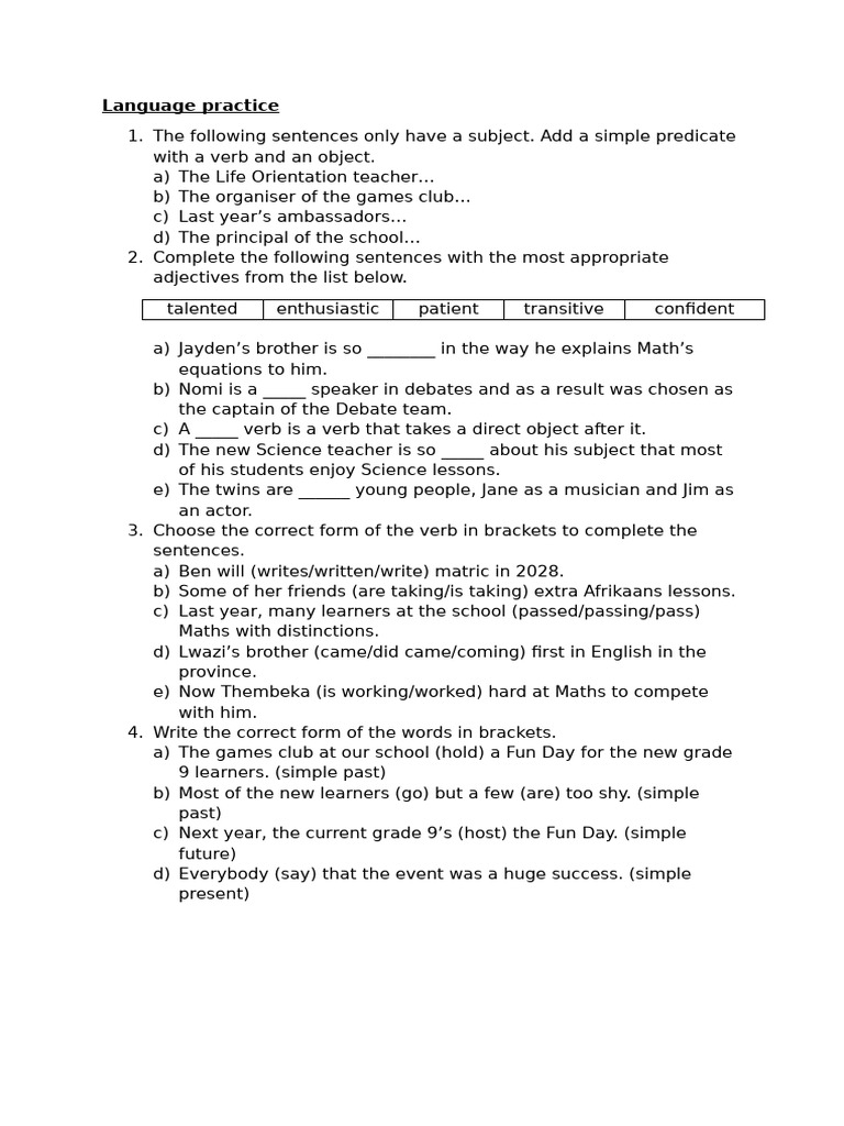 Language activities term 1 English | PDF