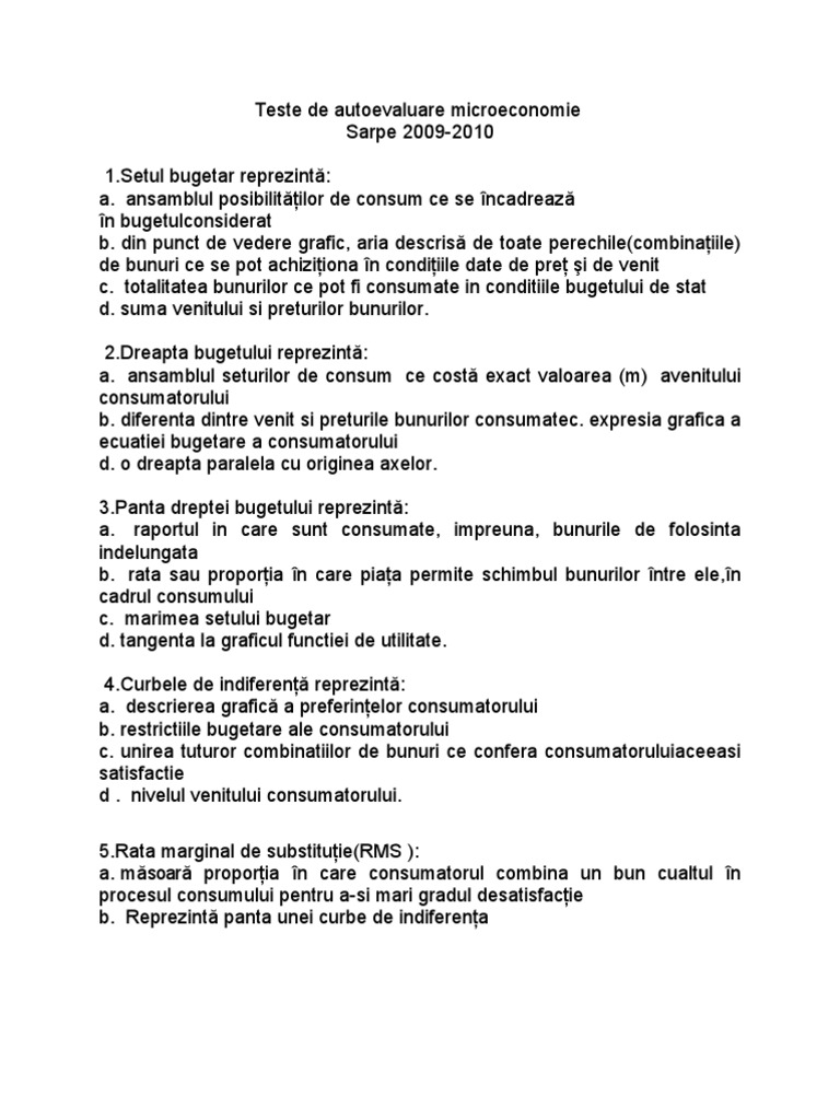 Teste Autoevaluare | PDF