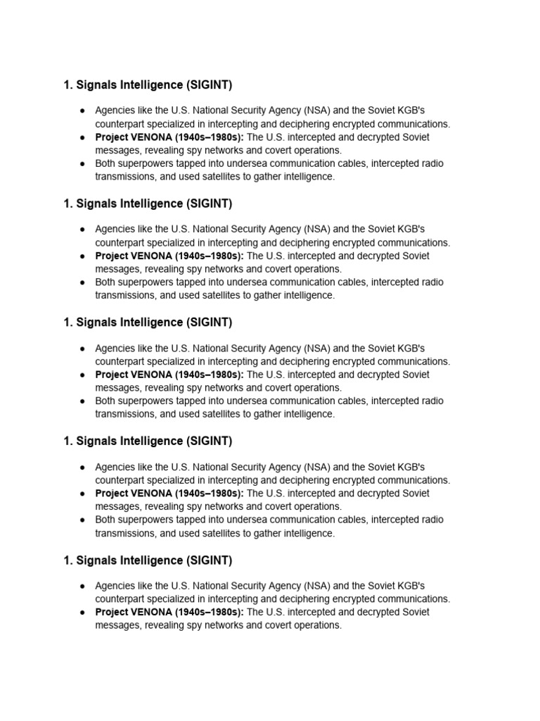Cold War SIGINT Operations | PDF